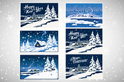 Winter landscape, vector set., a Decorative Illustration by Countryside life (Thumbnail 7 of 7)