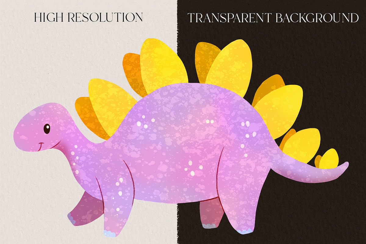 Cute and bright Dinosaurs Clipart, an Animal Illustration by LukaJreym (Photo 5 of 11)