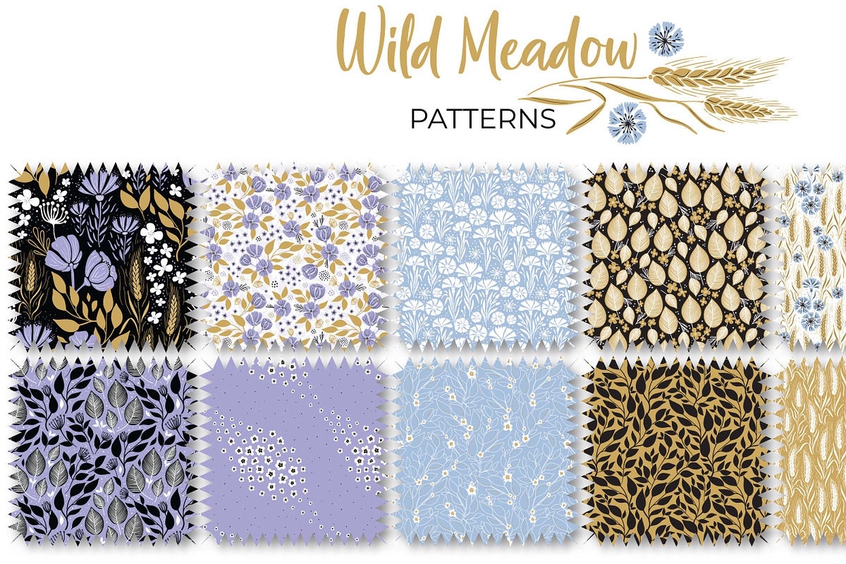 10 Wild meadow vector patterns, a Pattern Graphic by RenattaZare (Photo 16 of 16)