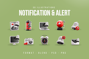 Notification & Alert 3d Illustration