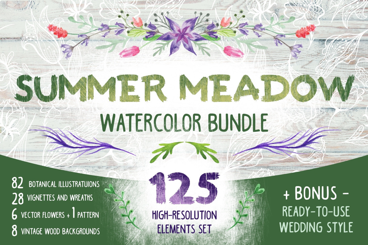Summer Meadow watercolor set + Bonus, an Illustration by kisikoida (Photo 1 of 5)