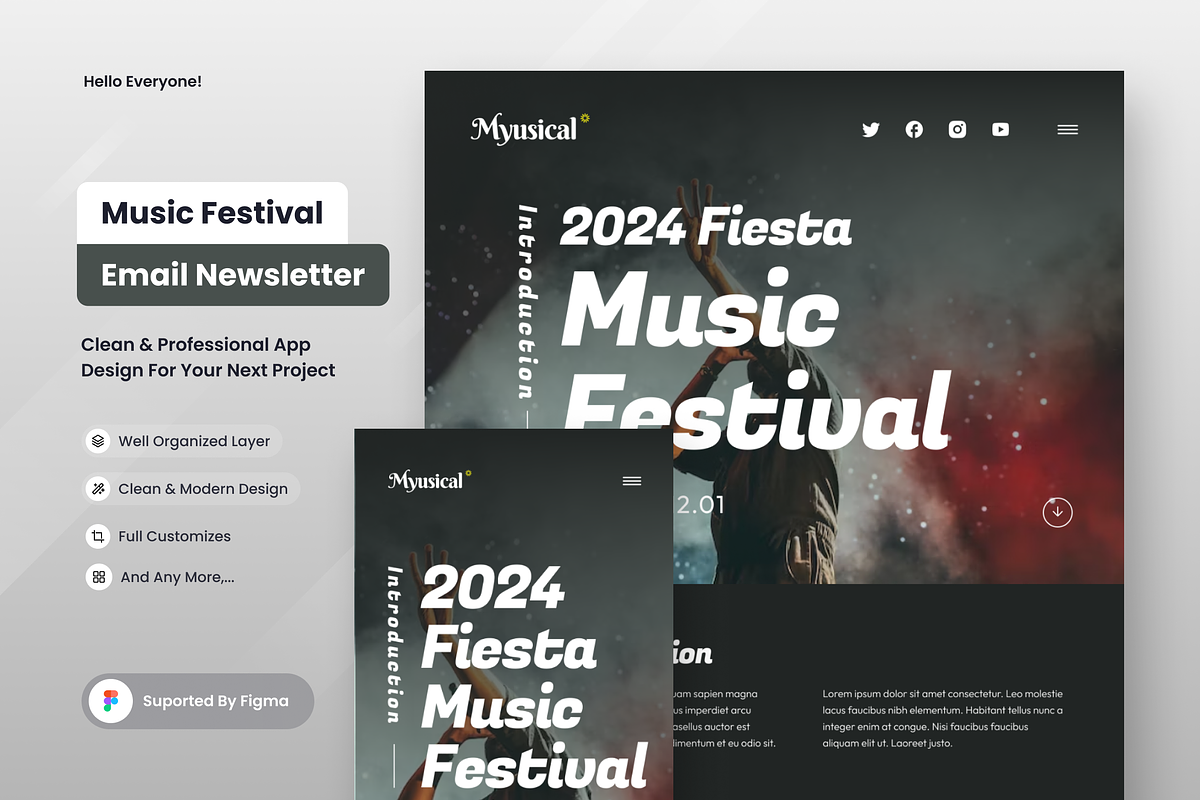Music Concert Email Newsletter, a Templates & Theme by SquidPixey (Photo 1 of 6)