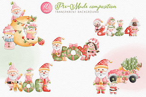 Charming Pink Christmas Watercolor