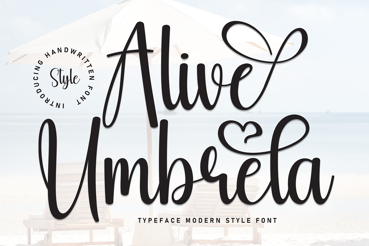 Alive Umbrela | Script Font, a Handwritten Font by Scratchones (Photo 1 of 9)