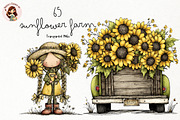 Sunflower Farm PNG Clipart Bundle, a Seasonal Illustration by Nicolle's Colorful Art (Thumbnail 1 of 5)