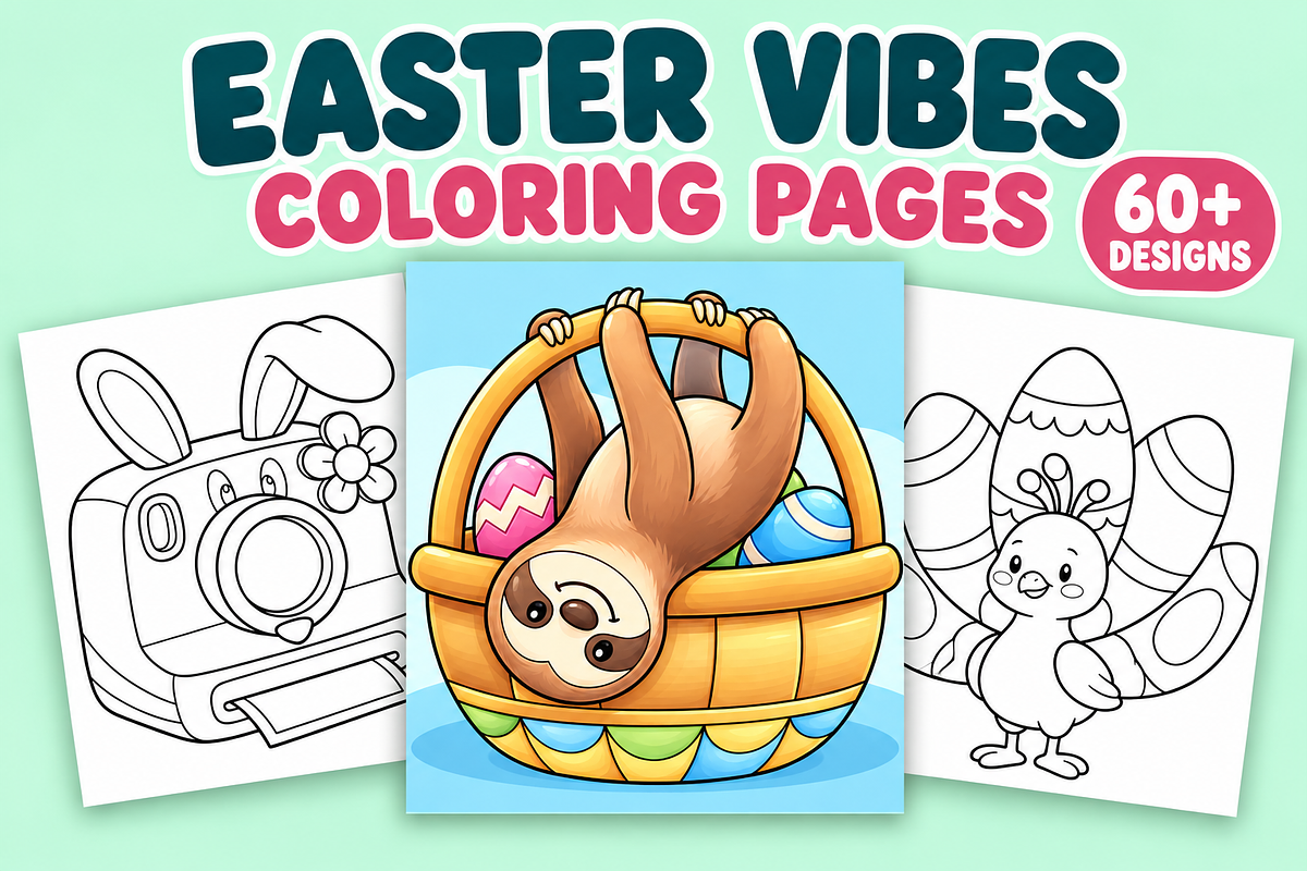 Easter Vibes Coloring Pages Vol. 2, a Seasonal Illustration by Inkivelle Studio (Photo 1 of 3)
