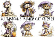 Whimsical Summer Cat Clipart, an Illustration by OK Design (Thumbnail 2 of 6)