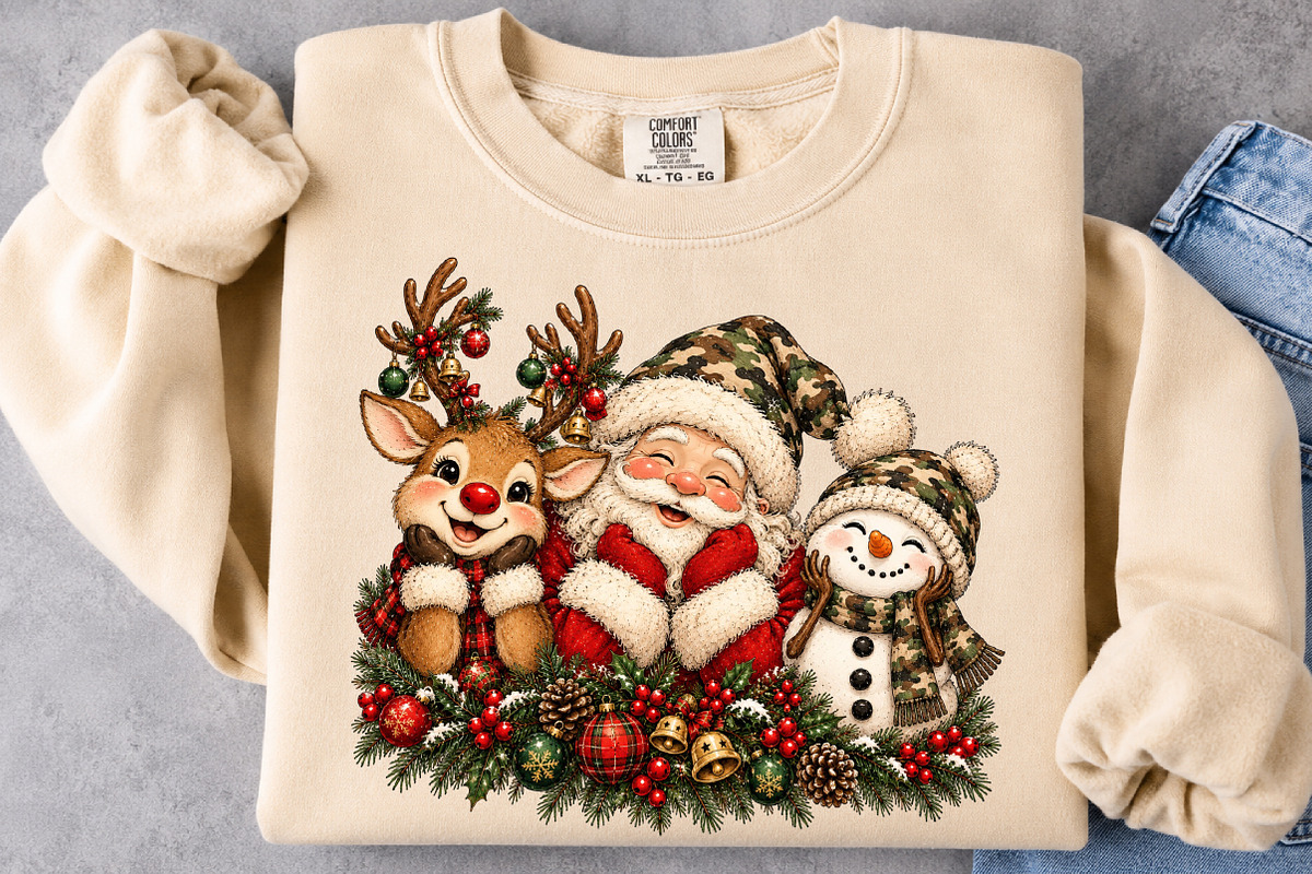 Christmas Camo Character Trio PNG, a Seasonal Illustration by Craft Nest (Photo 5 of 6)