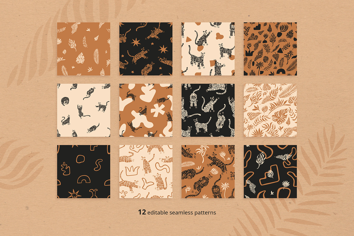 Tiger set. Vector elements, patterns, a Pattern Graphic by anna khramtsova (Photo 5 of 13)