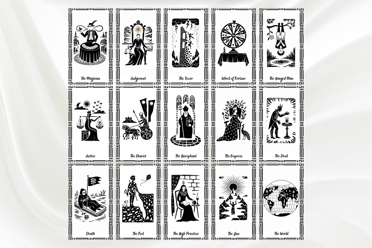 Woodblock Black Tarot Deck, an Object Illustration by Mugio (Photo 2 of 7)