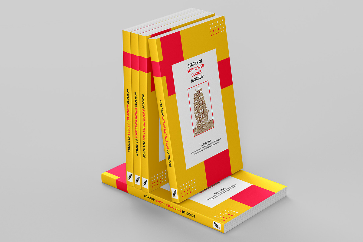 Stacks of Softcover Books Mockup, a Books & Magazine Mockup by Illusiongraphic (Photo 7 of 19)