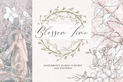 Cherry blossom cliparts and patterns, an Illustration by TatiArti (Thumbnail 1 of 12)