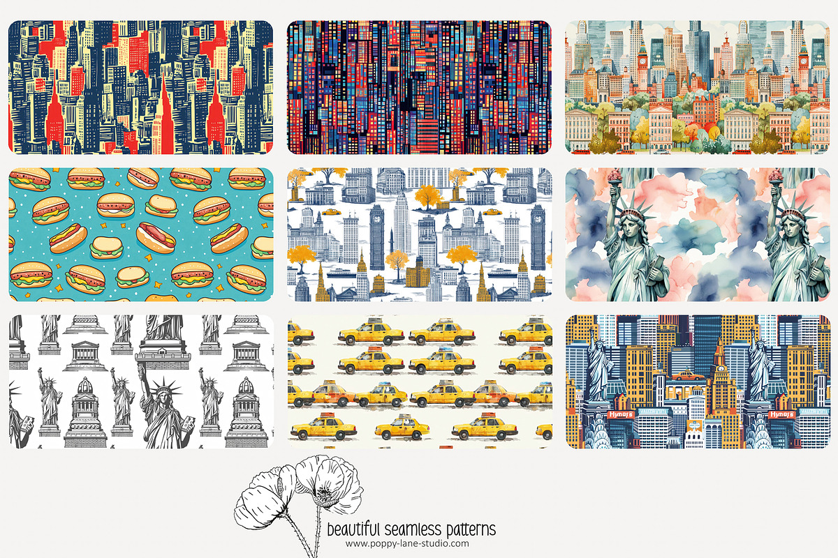 70 New York City seamless pattern, a Pattern Graphic by Poppy Lane Studio (Photo 5 of 10)