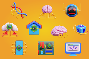 3D Artificial Intelligence Icon