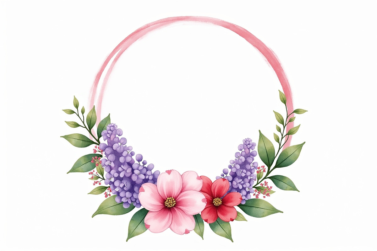 Pink Lavender Floral Wreath Bundle, an Illustration by BIPLOB EXPERT (Photo 11 of 14)