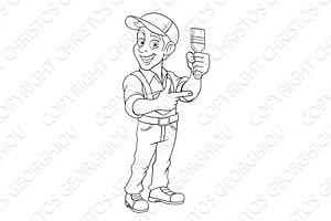 Painter Decorator Cartoon Paint, a Person Illustration by Christos Georghiou