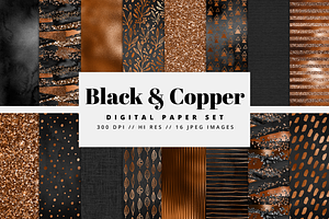 Black & Copper Digital Paper