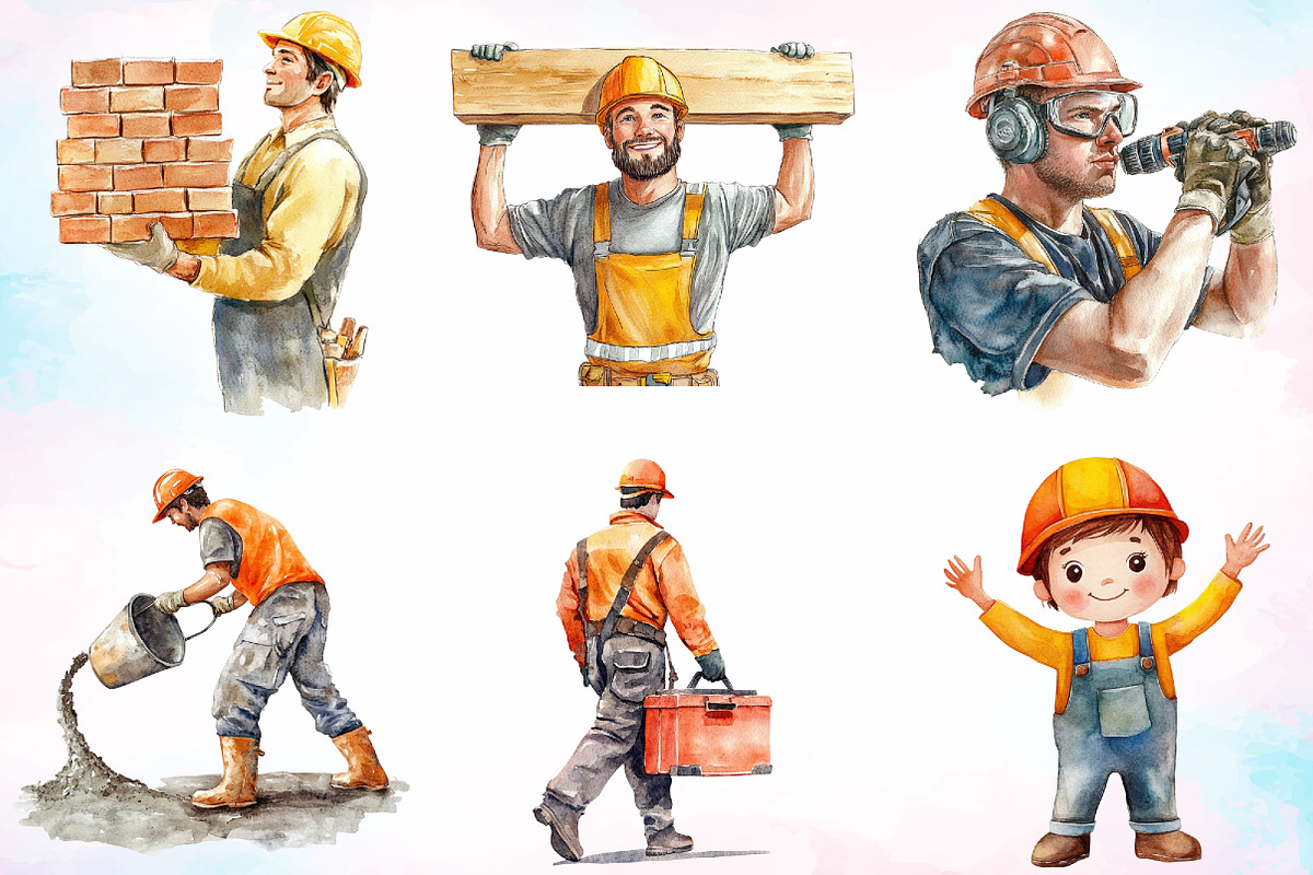 Construction Worker Labor Day Clipar, an Illustration by Canvas Craft (Photo 3 of 3)