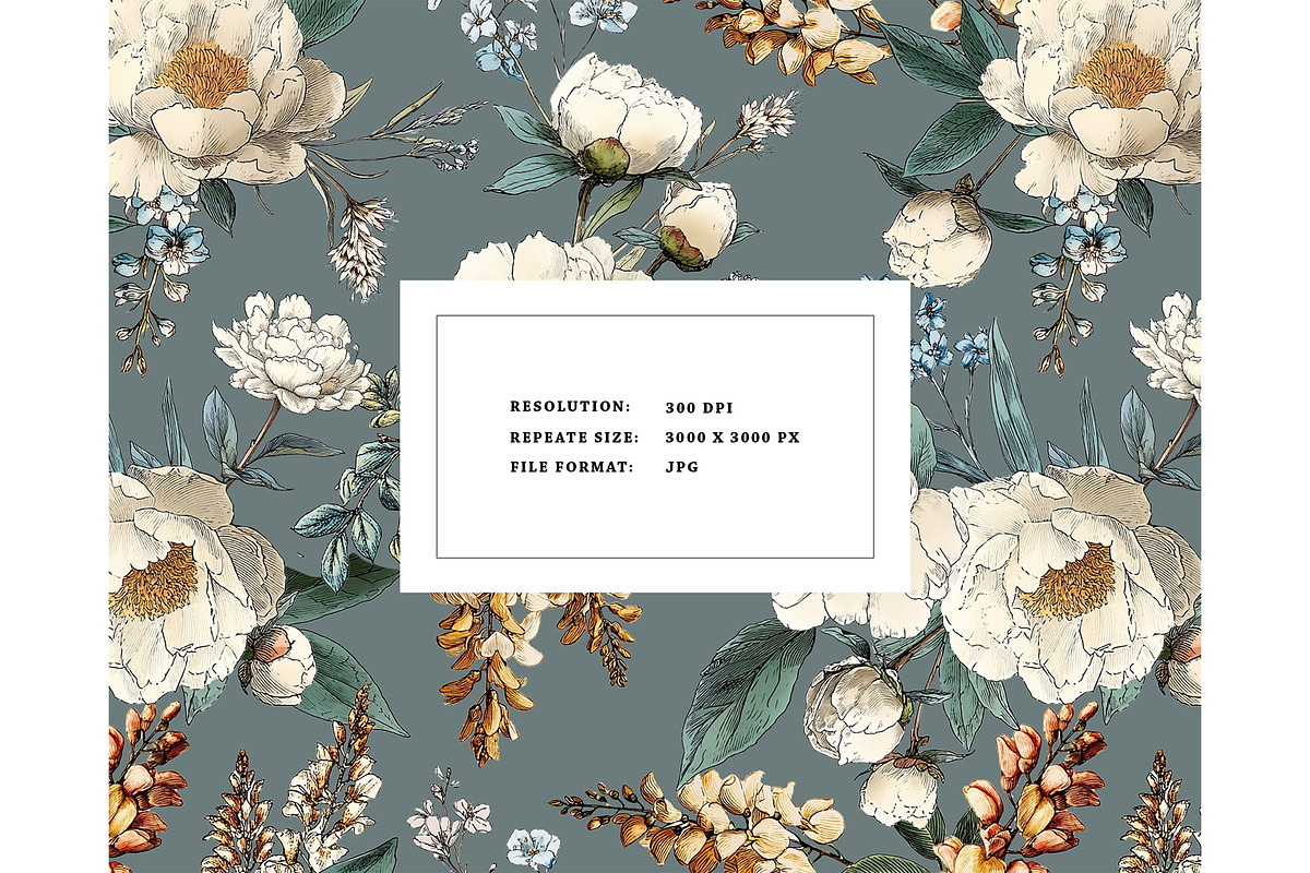 Flower lush peony seamless pattern, a Pattern Graphic by Milatoo (Photo 4 of 10)