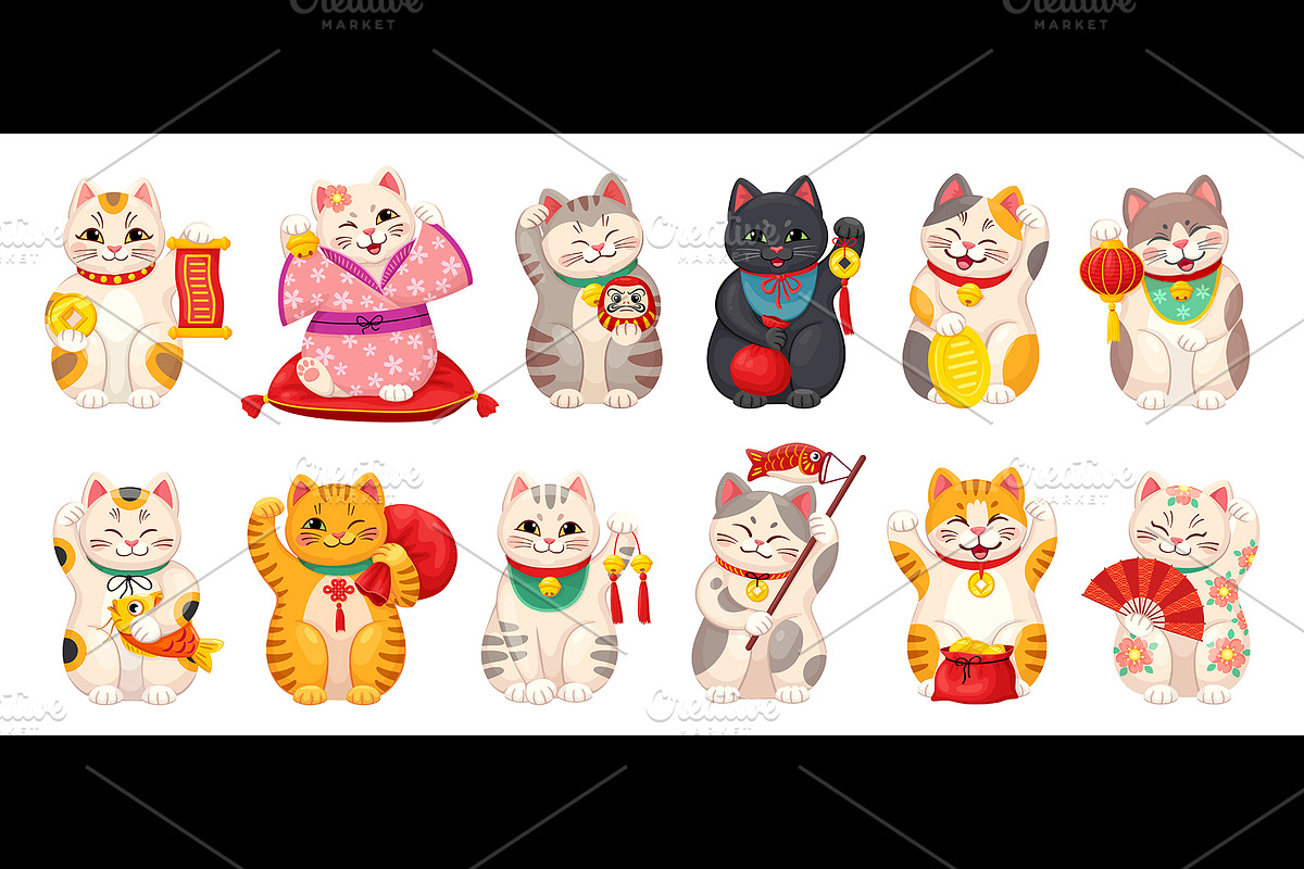 Maneki Neko Japanese cats, an Animal Illustration by Buch&Bee (Photo 2 of 3)