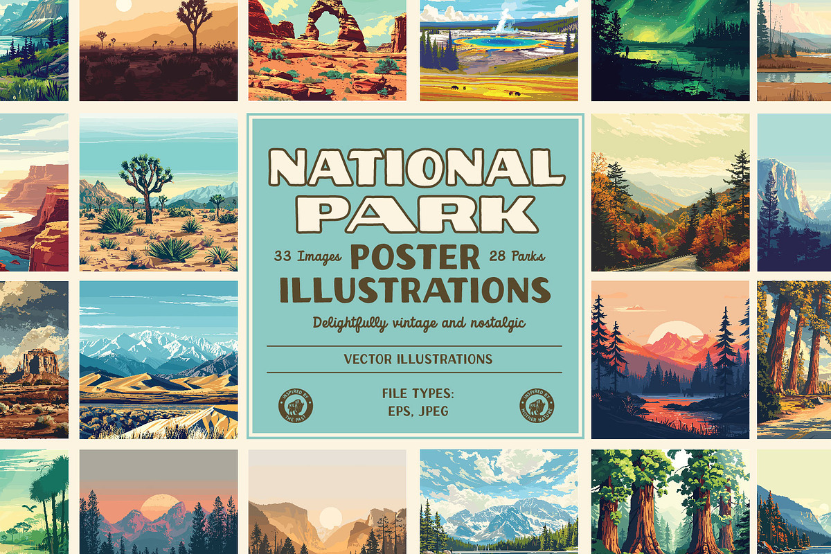 National Park Poster Illustrations, a Decorative Illustration by Vicarel Studios (Photo 1 of 23)