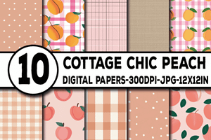 Cottage Chic Peach Digital Papers, a Texture Graphic by Dizzy Art Studio