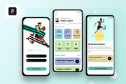 Fitness App, an UI Kit Template by Sujun Baidyaa (Thumbnail 1 of 2)