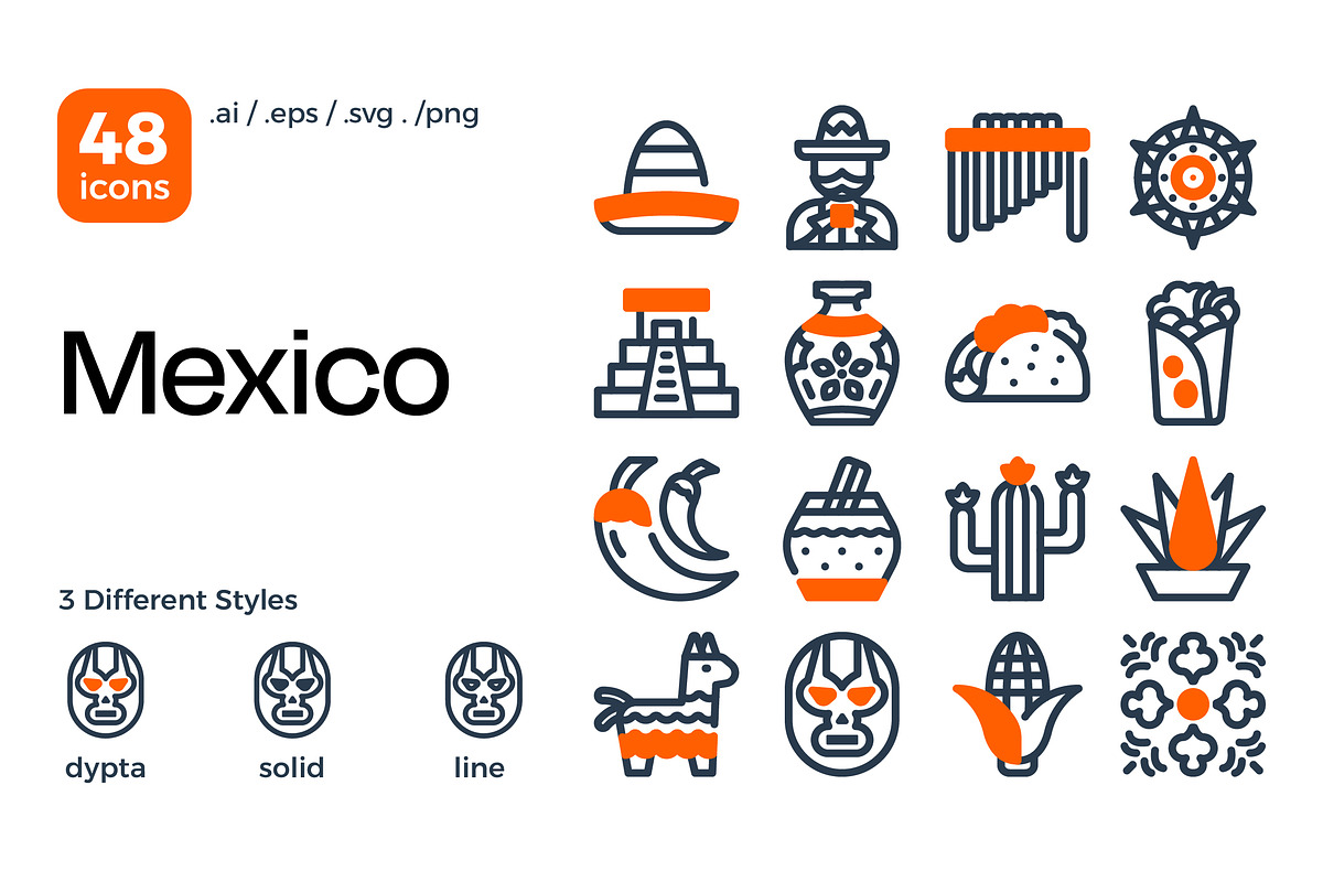 Mexico Icon Set, a Duotone Icon by Eklip Studio (Photo 1 of 4)