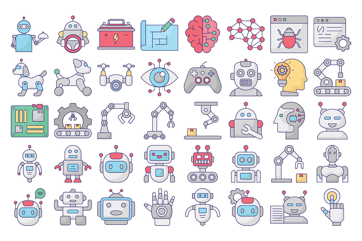 Robotic System Vector Icons Pack, a Solid Icon by Vector Portal (Photo 4 of 5)