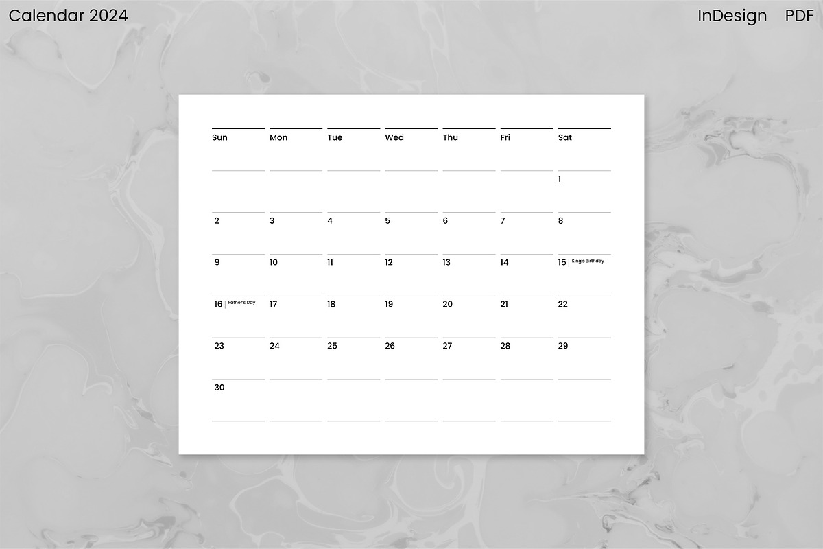 Minimalist Calendar 2024 (InDesign), an Object Graphic by Kessens (Photo 15 of 28)