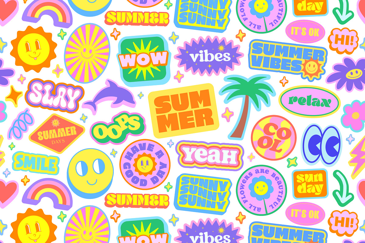 50 SUMMER STICKERS VECTOR SET, an Object Graphic by craftlove (Photo 1 of 4)