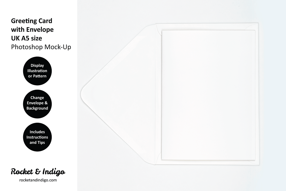 UK A5 Card + Envelope PS Mockup, a Merchandise Mockup by Rocket & Indigo (Photo 6 of 7)