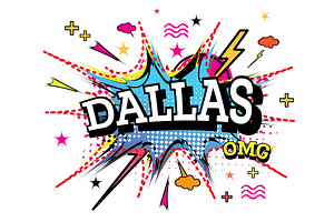 Dallas Comic Text In Pop Art Style