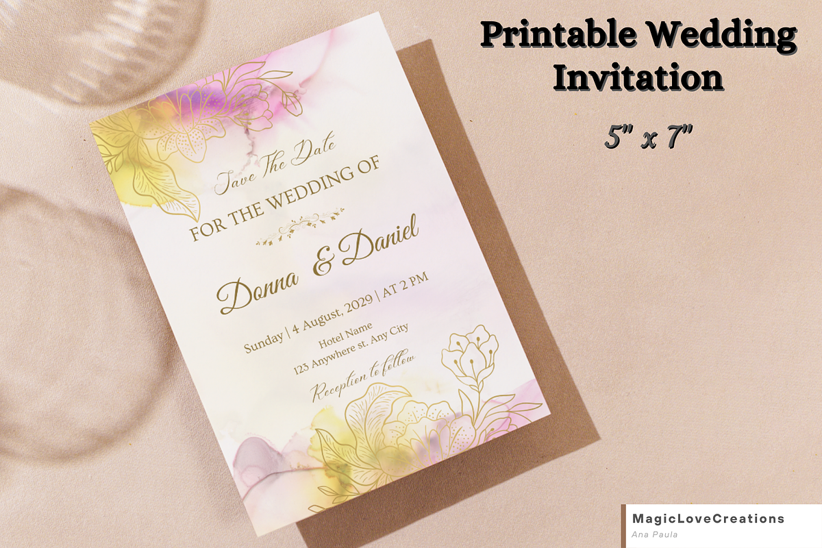 MINIMAL Golden WEDDING INVITATION SE, an Invitation Template by MagicLove Creations (Photo 2 of 7)