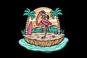 Beautiful flamingo on the beach, an Animal Illustration by gunaonedesign (Thumbnail 1 of 6)
