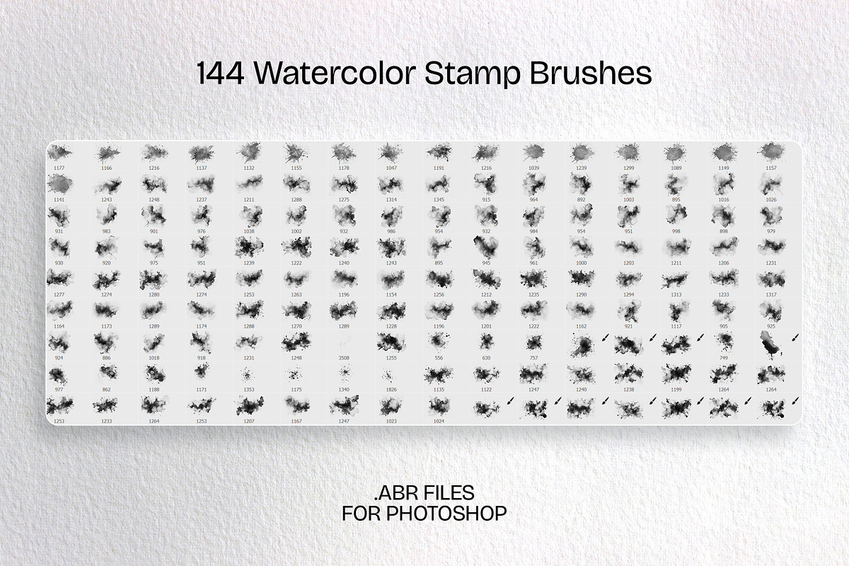 144 Watercolor Brushes for photoshop, a Brush Add-On by INTENTFX (Photo 2 of 9)