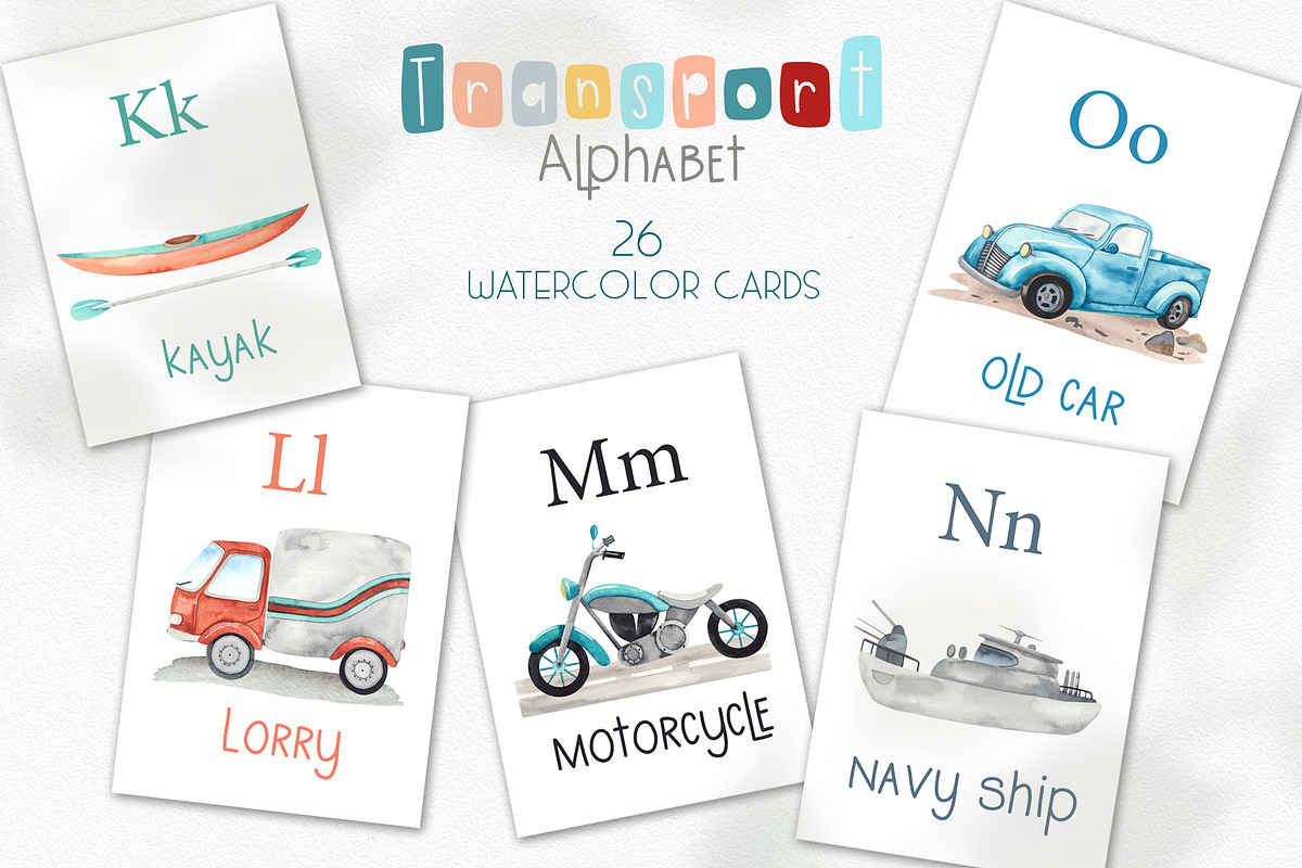 Watercolor Transport alphabet, an Object Graphic by Ana-Sakuta (Photo 8 of 14)