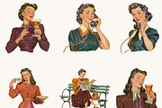 1940s Vintage Ladies Clipart, a Person Illustration by BusyDaydesign (Thumbnail 6 of 9)