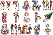Christmas Funny Skinny Girl Clipart, an Illustration by Designking (Thumbnail 3 of 5)