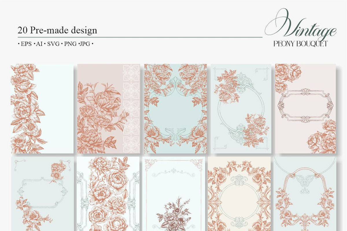 Vintage Peony Bouquet, a Pattern Graphic by Collection by VY (Photo 8 of 9)