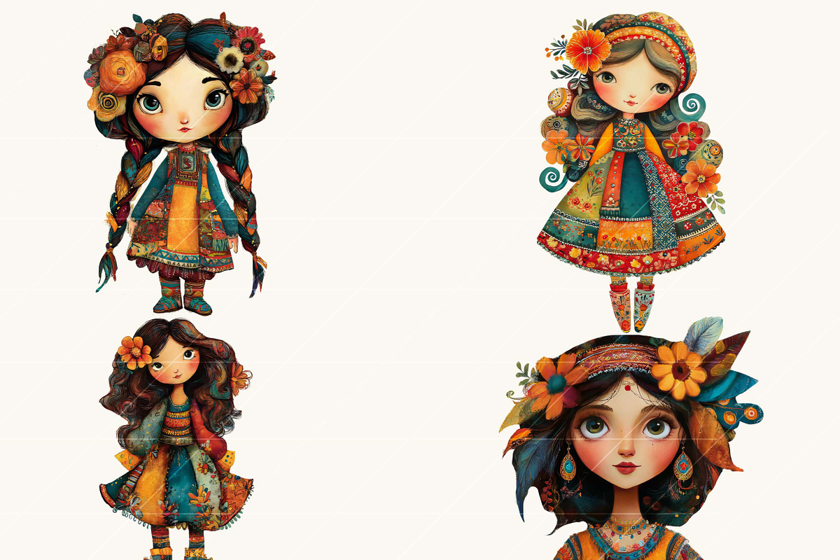 Whimsical Quirky Girl Clipart Bundle, a Person Illustration by BusyDaydesign (Photo 6 of 9)