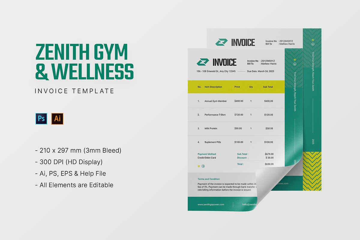 Zenith - Invoice Template, a Print Template by StreaksideStd (Photo 3 of 3)