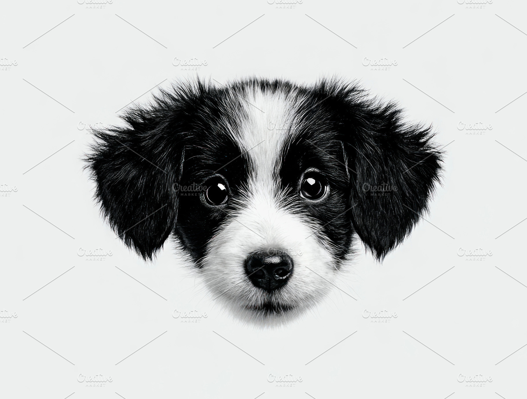 Adorable black and white puppy with fluffy fur and big round eye, an Animal Photo by José Manuel Gelpi