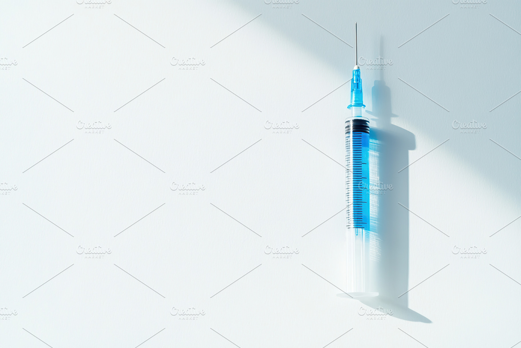 Medical syringe with injection on white background, a Photo by AlyaAnd