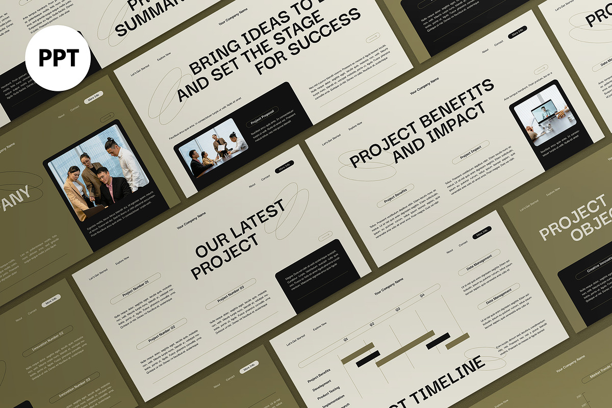 Cream Green Project Proposal PPT, a Presentation Template by graphicook (Photo 1 of 4)