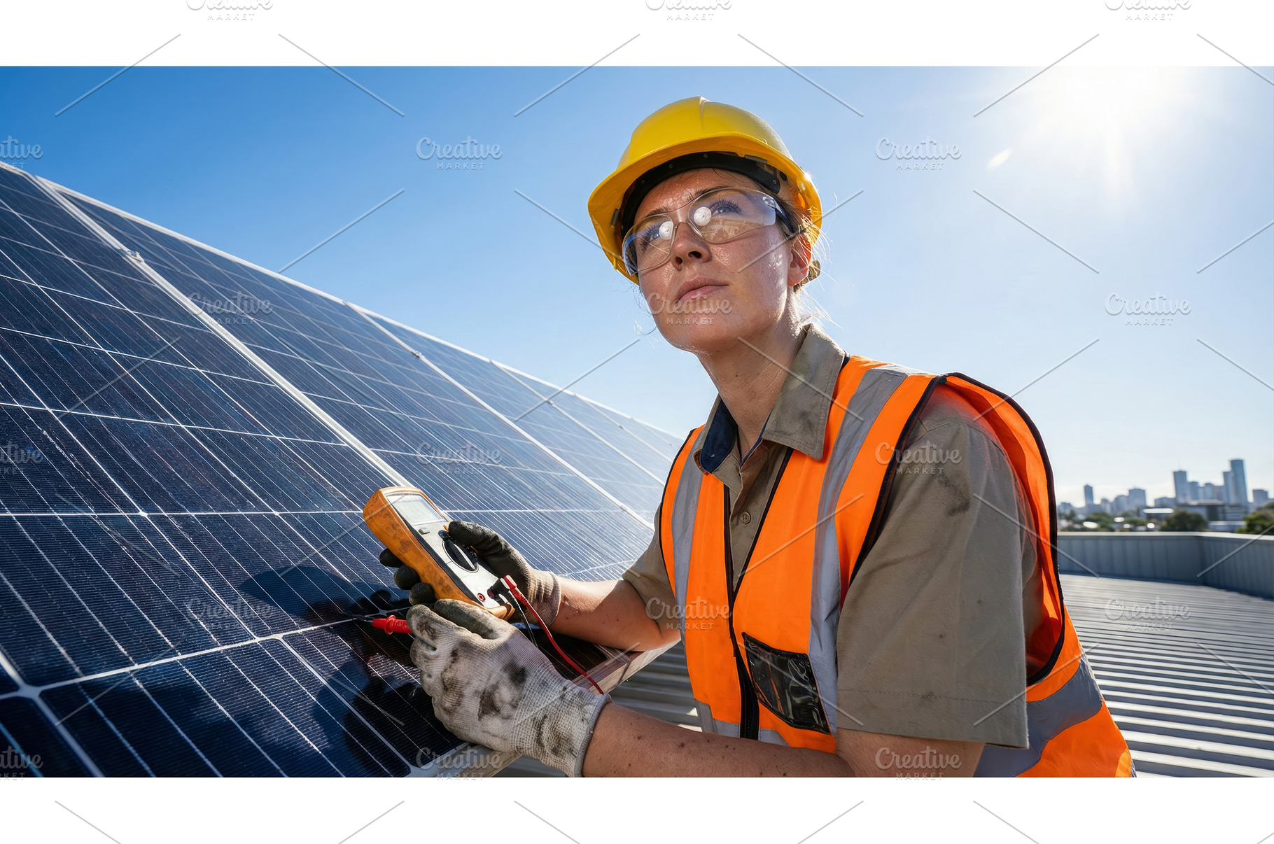 Panel Worker Woman in City, an Industrial Photo by CREATIVEDEF