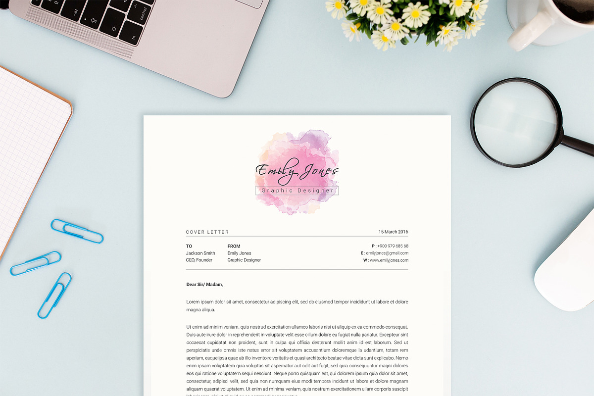 Water Color CV-Resume Tempalate *C, a Resume Template by Showy68 Template (Photo 3 of 3)