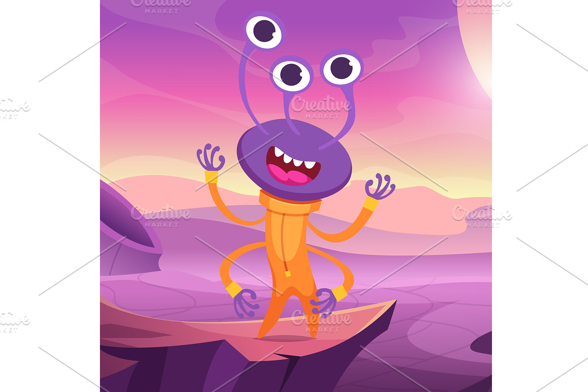 Alien. cartoon mascot cute alien, an Illustration by Onyx