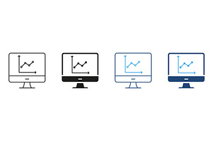 Computer Monitor With Graph Icons, a Technology Illustration by Gentle Studio