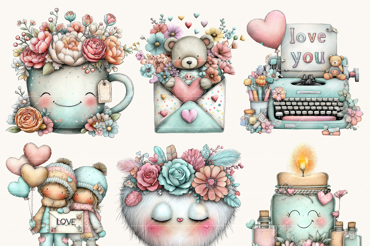 Whimsical Boho Valentine Clipart, a Seasonal Illustration by Design Scotch (Photo 4 of 8)